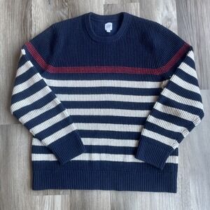 Gap Men's XL Chunky Knit Cotton‎ Wool Crewneck Sweater Stripe Rugby Preppy